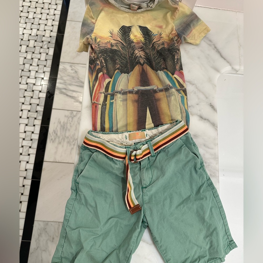 Scotch and soda boys, T-shirt and shorts size 8